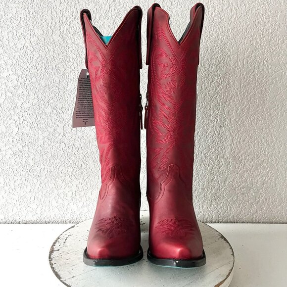 Lane SMOKESHOW Smoldering Ruby Red Cowboy Boots Western Tall Snip Toe Womens 8 - Picture 5 of 12